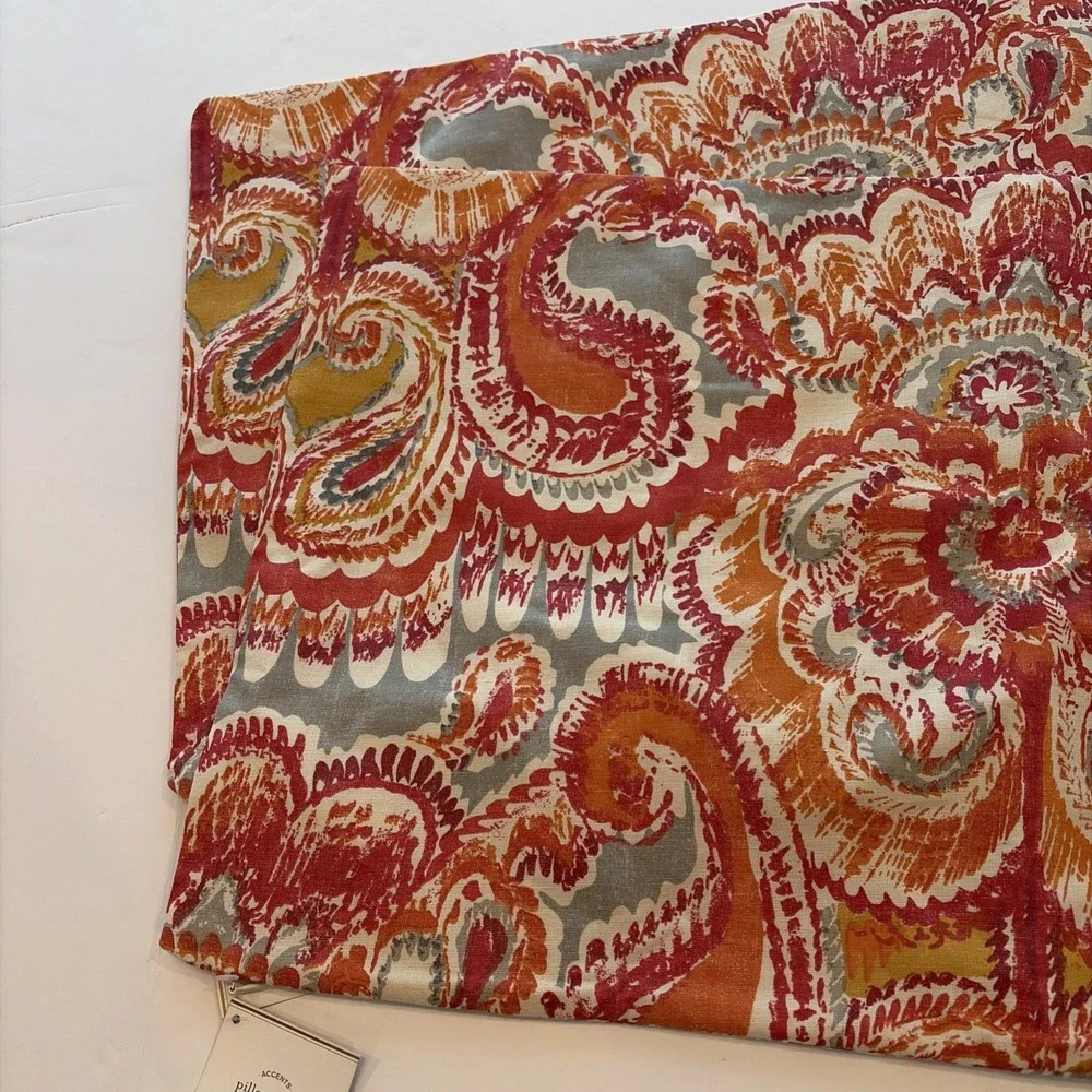 Pottery Barn Marie Palampore Lumbar Pillow Cover Set of 2 16x26 Red Rust Paisley